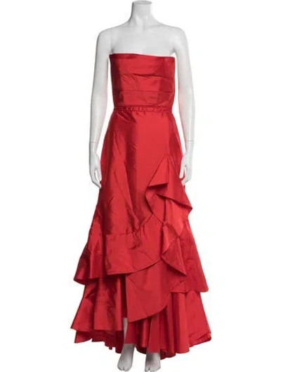 Pre-owned Andres Otalora Strapless Long Dress In Red