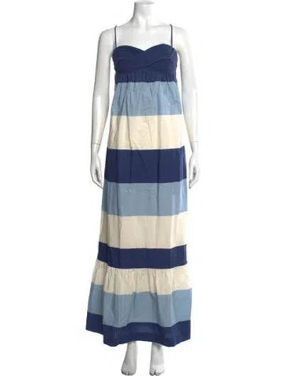 Pre-owned Andres Otalora Striped Long Dress In Blue
