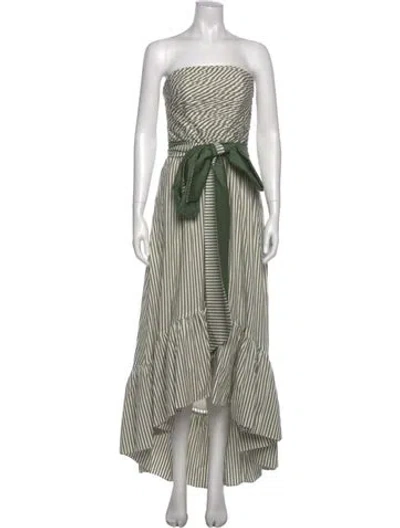 Pre-owned Andres Otalora Striped Long Dress In Green