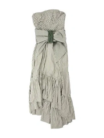 Pre-owned Andres Otalora Striped Long Dress In Green