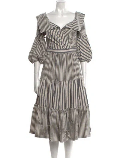 Pre-owned Andres Otalora Striped Midi Length Dress W/ Tags