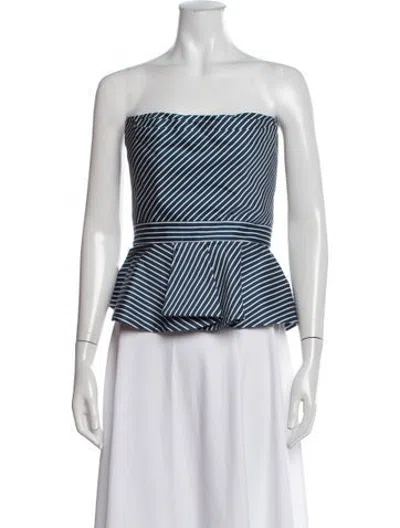 Pre-owned Andres Otalora Striped Strapless Top In Blue