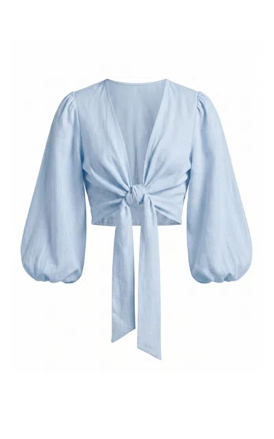 Andres Otalora Suspiro De Amor Linen Blouse In Blue