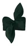 Andres Otalora Suspiro Tie-detailed Silk Organza Crop Top In Dark Green