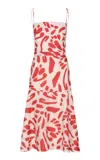 Andres Otalora Susurros Linen Midi Dress In Red