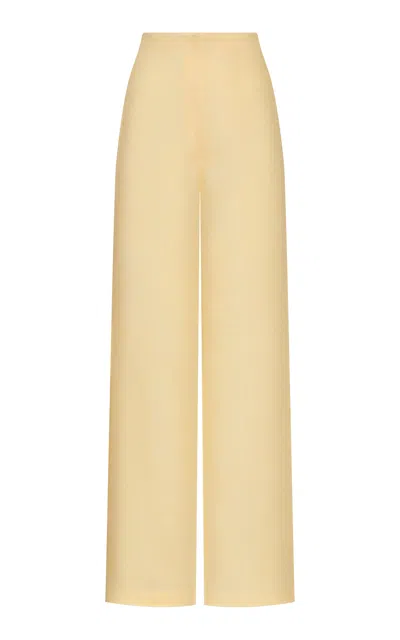 Andres Otalora Synde Wide-leg Linen Pants In Yellow