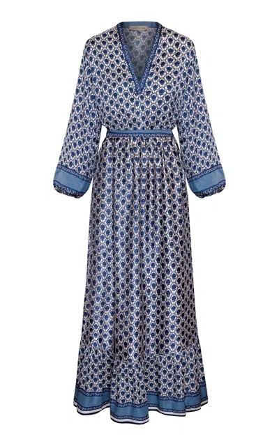 Andres Otalora Tan Bella Printed Maxi Dress In Blue