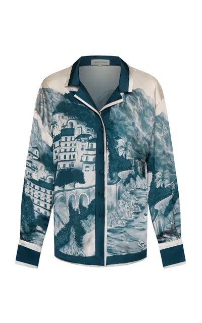 Andres Otalora Tarde De Verano Satin Shirt In Blue