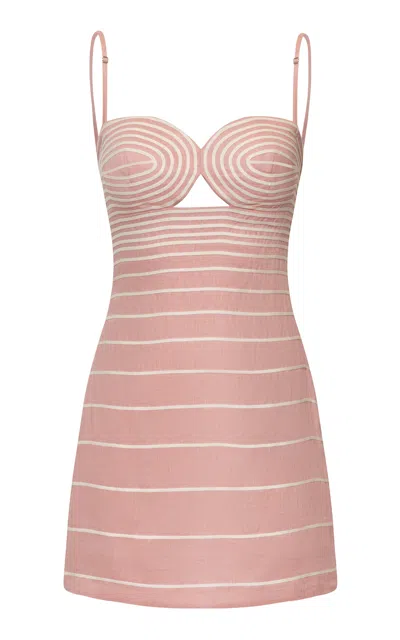 Andres Otalora Tarde Islea Linen Mini Dress In Pink