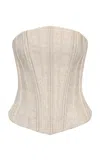 Andres Otalora Te Miro Linen Corset Top In Neutral