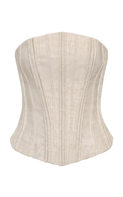 Andres Otalora Te Miro Linen Corset Top In Neutral