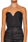 Andres Otalora Templo Hand-embroidered Linen Corset Top In Black