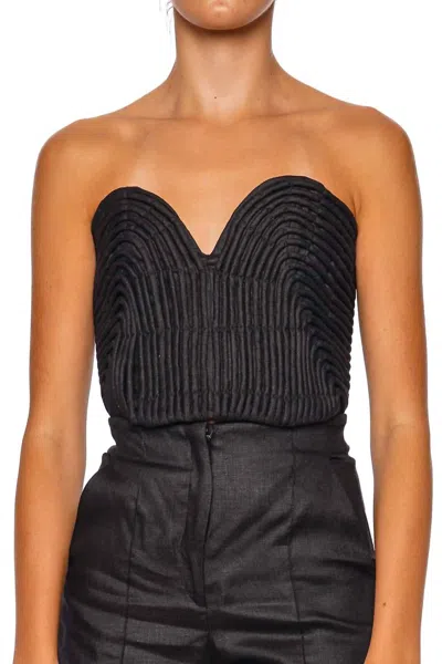 Andres Otalora Templo Embroidered Corset Top In Black