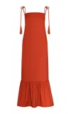Andres Otalora Terakota Cotton Poplin Maxi Dress In Orange