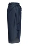 Andres Otalora Terre Tencel Midi Wrap Skirt In Blue