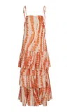 Andres Otalora Tha Tiered Chiffon Maxi Dress In Pink