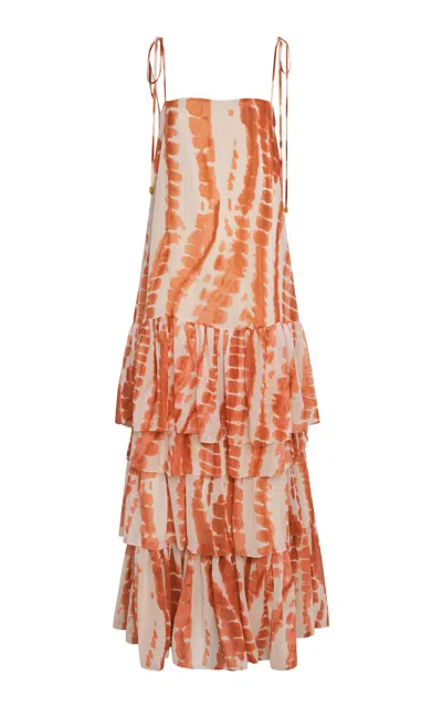 Andres Otalora Tha Tiered Chiffon Maxi Dress In Pink