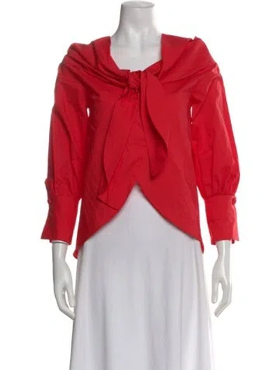 Pre-owned Andres Otalora Tie Neck Long Sleeve Blouse In Red