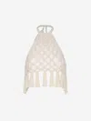 Andres Otalora A-mar Handmade Macrame Cotton-linen Top In Beige