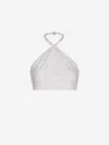 Andres Otalora Mil Islas Criss Cross Linen Crop Top In Fully Lined