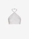 Andres Otalora Mil Islas Criss Cross Linen Crop Top In White