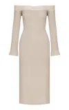 Andres Otalora Tramas Off-the-shoulder Knitted Mididress In Neutral