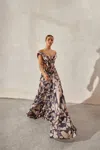 Andres Otalora Tua Vida Dress In Navy - Ivory Botanical In Multi