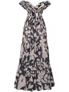 Andres Otalora Tua Vida Gathered Chiffon Off-the-shoulder Maxi Dress In Blue