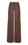 Andres Otalora Tuyo Embroidered Striped Wide-leg Pants