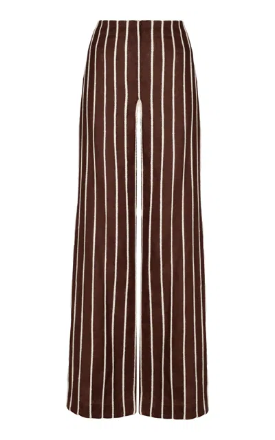 Andres Otalora Tuyo Embroidered Striped Wide-leg Pants