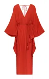 Andres Otalora Un Deseo Belted Silk Caftan In Red