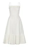 Andres Otalora Un Romance Gathered Linen Midi Dress In Off-white
