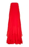 Andres Otalora Un Secreto Chiffon Maxi Dress In Red