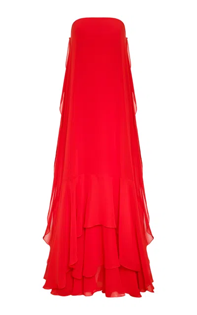 Andres Otalora Un Secreto Chiffon Maxi Dress In Red