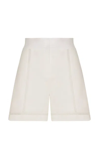 Andres Otalora Una Margarita High Rise Linen Shorts In Off-white