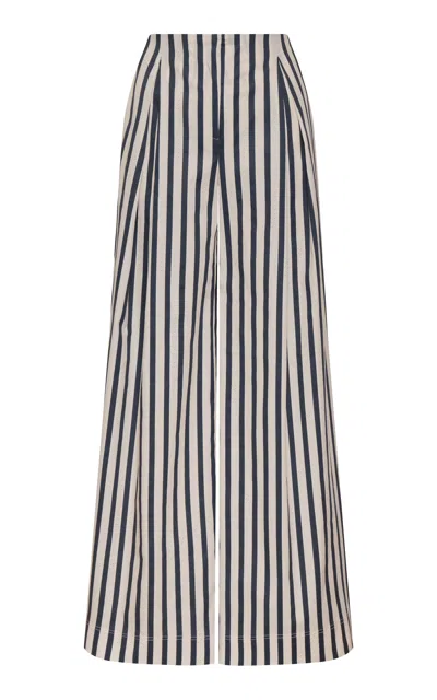 Andres Otalora Unna Striped Cotton Poplin Pants In Gray
