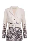 Andres Otalora Vaade Belted Linen Jacket In Black,white