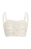 Andres Otalora Valiosa Knotted Linen Crop Top In Off-white