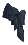 Andres Otalora Verte Más Asymmetric Tencel Denim Top In Navy