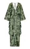 Andres Otalora Viaje Y Esencias Belted Satin Caftan In Green