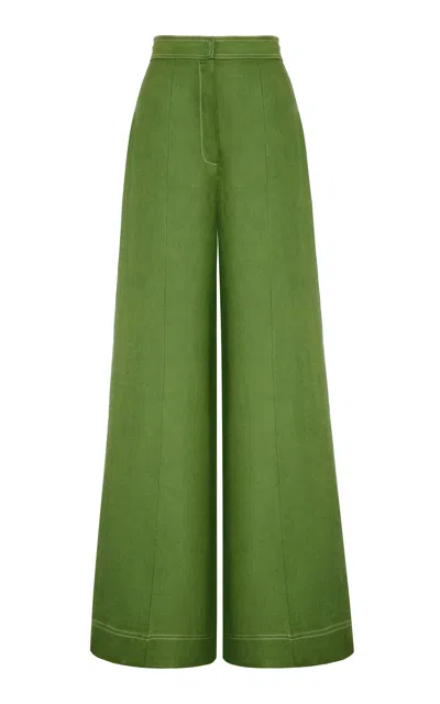 Andres Otalora Vivir Linen Wide-leg Pants In Green