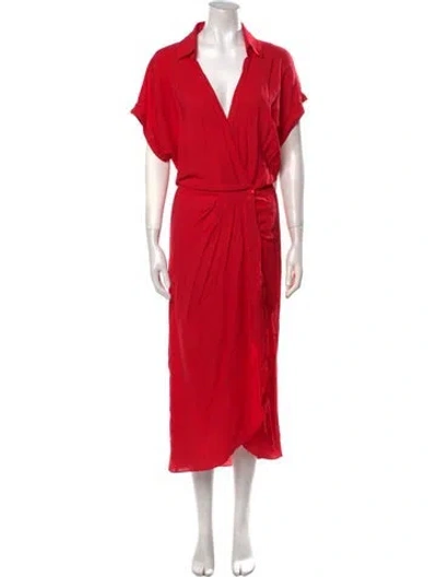 Pre-owned Andres Otalora V-neck Long Dress In Red