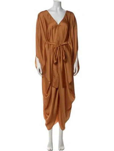 Pre-owned Andres Otalora V-neck Long Dress In Yellow