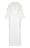 Andres Otalora Volare Belted Linen Caftan Maxi Dress In White