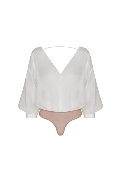 Andres Otalora Women's Agua Clara V Front And Back Bodysuit In Off White