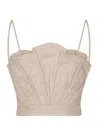 Andres Otalora Women Amapolas Linen Corset Top In Oatmeal In Red