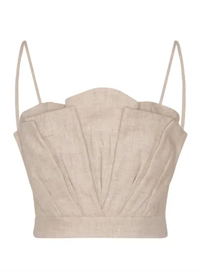 ANDRES OTALORA WOMEN AMAPOLAS LINEN CORSET TOP IN OATMEAL