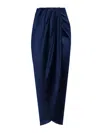 Andres Otalora Memorias Draped Satin Midi Skirt In Blue