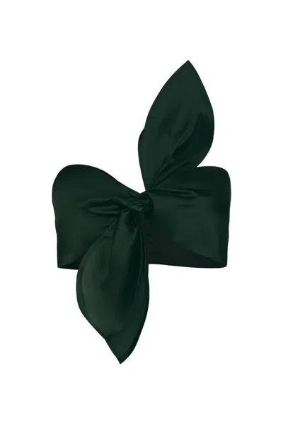 Andres Otalora Women's Suspiro Tie Detailed Silk Organza Crop Top In Pine Green