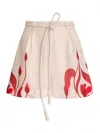 Andres Otalora Viento Y Flores Belted Linen Shorts In Neutral